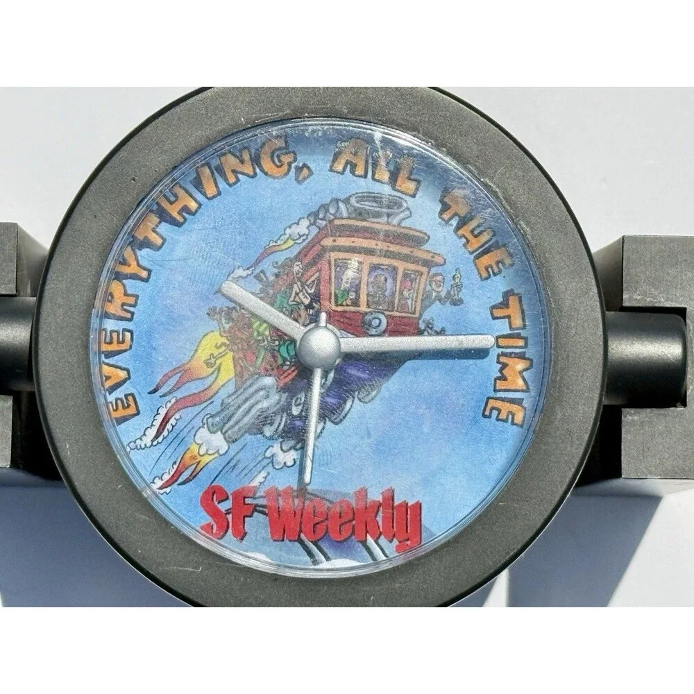 Rare Vintage Promotional SF Weekly Clock San Francisco Cable Car Tested Works
